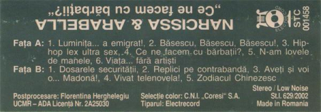 Narcissa Tcaciuc - "Ce Ne Facem Cu Bărbații?", (Casetă Audio) [1]