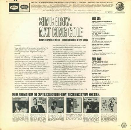 Nat King Cole - Sincerely, Nat King Cole, (Disc Vinil) [1]