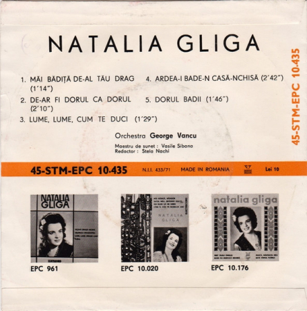 Natalia Gliga - Măi Bădiță De-al Tău Drag (Disc Vinil 7 Inch) [1]