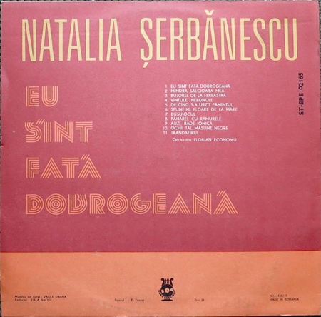 Natalia Șerbănescu - Eu Sînt Fată Dobrogeană, (Disc Vinil) [1]