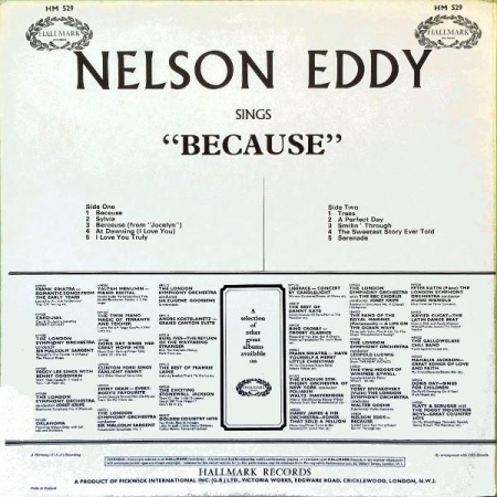 Nelson Eddy - Nelson Eddy Sings "Because" (Disc Vinil) [1]