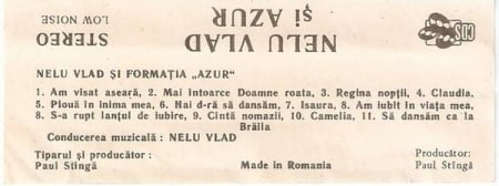 Nelu Vlad - Cintece De Petrecere, (Casetă Audio) [1]