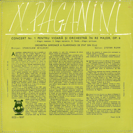 Niccolò Paganini - Concert Nr. 1 Pentru Vioară Și Orchestră (Disc Vinil) [1]
