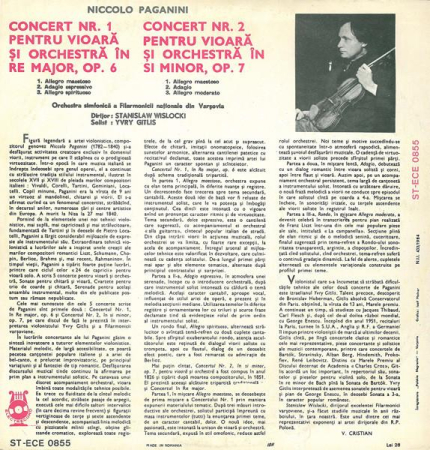 Niccolò Paganini - Concertele Pentru Vioară Și Orchestră Nr. 1 În Re Minor Și Nr. 2 în Si Minor (Disc Vinil) [1]