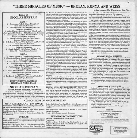 Nicolae Bretan - Lieder Of Nicolae Bretan (Disc Vinil) [1]