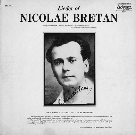 Muzică Clasică - Nicolae Bretan - Lieder Of Nicolae Bretan (Disc Vinil)