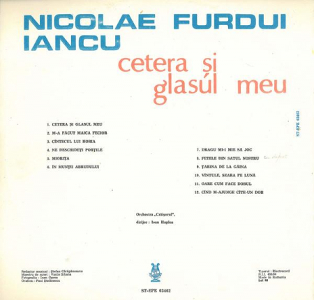 Nicolae Furdui Iancu - Cetera Și Glasul Meu, (Disc Vinil) [1]