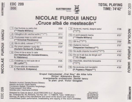 Nicolae Furdui Iancu - Cruce Albă De Mesteacăn, (CD) [1]