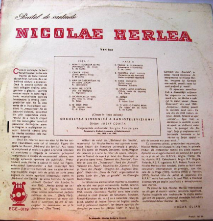 Nicolae Herlea - Recital De Canţonete, (Disc Vinil) [1]