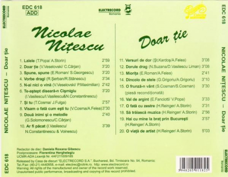 Nicolae Nițescu - Doar Ție, (CD) [1]
