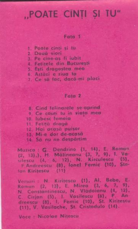 Nicolae Nițescu - Poate Cînți Și Tu, (Casetă Audio) [1]