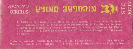 Nicolae Onilă - Sîrba De La Ianculești (Caseta Audio) [1]
