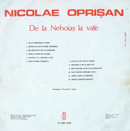 Nicolae Oprișan - De La Nehoiaș La Vale, (Disc Vinil) [1]