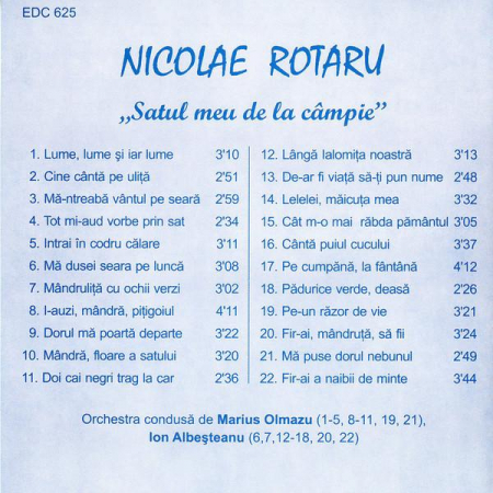 Nicolae Rotaru - Satul Meu De La Câmpie, (CD) [1]