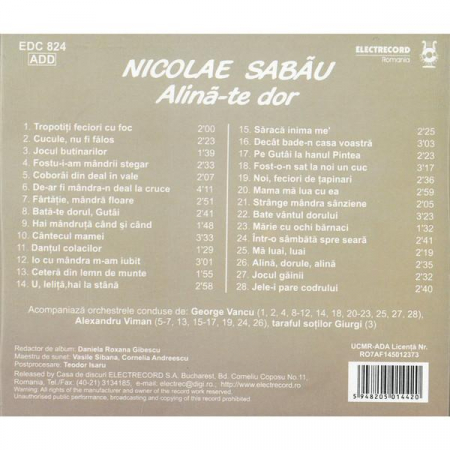 Nicolae Sabău - Alină-Te Dor, (CD) [1]