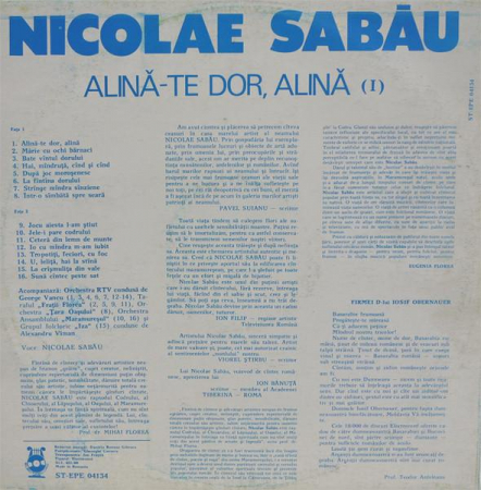 Nicolae Sabău - Alină-te Dor, Alină, (Disc Vinil) [1]