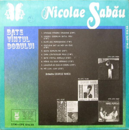 Nicolae Sabău - Bate Vîntul Dorului, (Disc Vinil) [1]