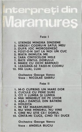 Nicolae Sabău - Interpreți Din Maramureș II, (Casetă Audio) [1]