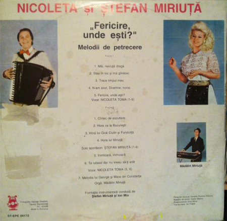 Nicoleta Toma - Fericire Unde Ești? (Melodii De Petrecere), (Disc Vinil) [1]