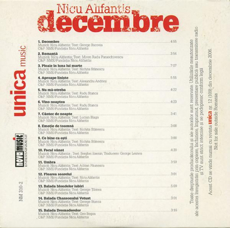 Nicu Alifantis - Decembre, (CD) [1]