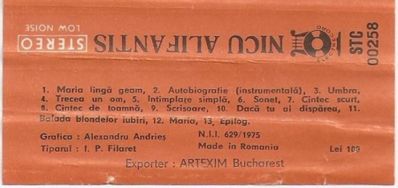 Nicu Alifantis - Nicu Alifantis, (Casetă Audio) [1]
