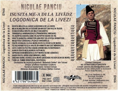 Niculae Panciu - Isusita Me-a Di La Livădz (Logodnica Mea De La Livezi), (CD) [1]