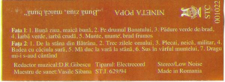 Nineta Popa - Bună Ziua, Maică Bună, (Casetă Audio) [1]
