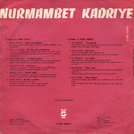 Nurmambet Kadriye – Muzică Populară Turcească, (Disc Vinil) [1]
