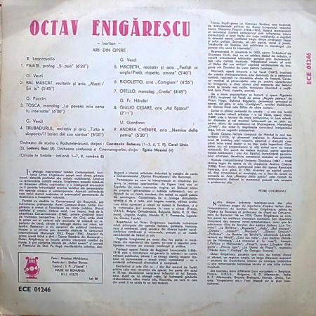 Octav Enigărescu - Arii Din Opere, (Disc Vinil) [1]