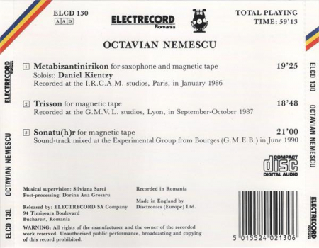 Octavian Nemescu - Metabizantinirikon / Trisson / Sonatur, (CD) [1]