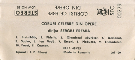 Orchestra Ansamblului artistic „Doina” al Armatei - Coruri Celebre Din Opere , (Casetă Audio) [1]