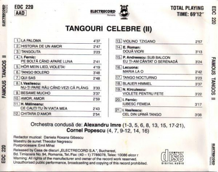 Orchestra Cornel Popescu - Famous Tangos II, (CD) [1]