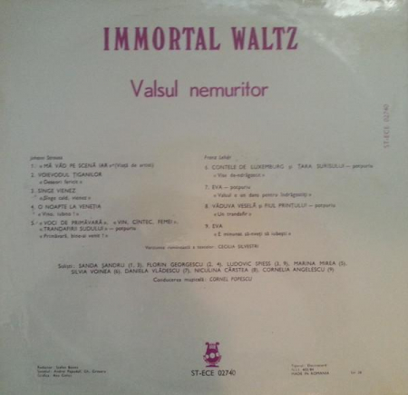 Orchestra Cornel Popescu - Immortal Waltz (Valsul Nemuritor), (Disc Vinil) [1]