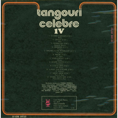 Orchestra Cornel Popescu - Tangouri Celebre IV, (Disc Vinil) [1]