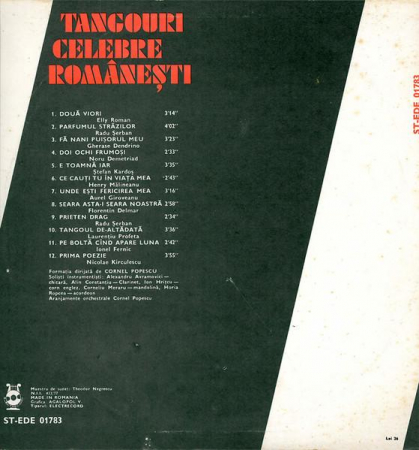 Orchestra Cornel Popescu - Tangouri Celebre Românești (II), (Disc Vinil) [1]