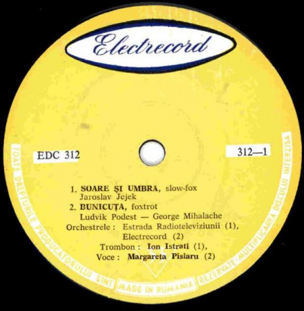 Orchestra De Estradă A Radioteleviziunii - Soare Și Umbră / Bunicuța / Mărgăritare / Iuliana (7 Inch), (Disc Vinil) [0]