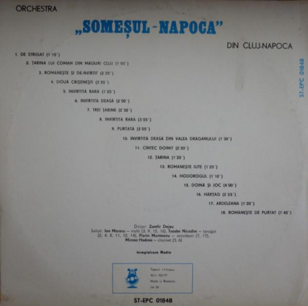 Orchestra de muzică populară „Someșul Napoca” - Orchestra „Someșul-Napoca”, (Disc Vinil) [1]