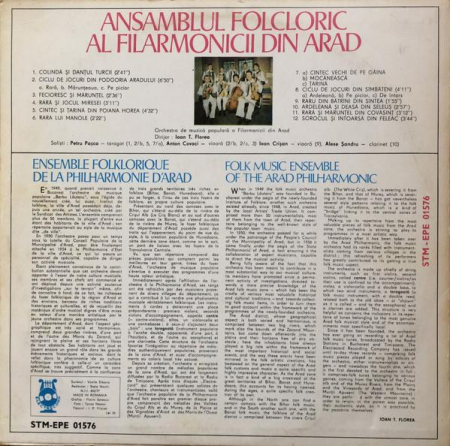 Orchestra de muzică Folclor „Zarandul” a Filarmonicii din Arad - Ensemble Folklorique De La Philharmonie D'Arad, (Disc Vinil) [1]