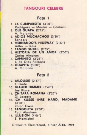Orchestra Electrecord - Tangouri Celebre (Caseta Audio) [1]
