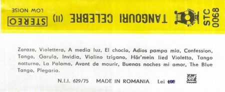 Orchestra Electrecord - Tangouri Celebre  (Caseta Audio) [1]