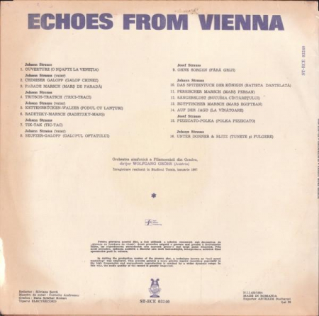 Orchestra Simfonică a Filarmonicii de Stat Oradea - Echoes From Vienna - Music By The Strauss Family, (Disc Vinil) [1]