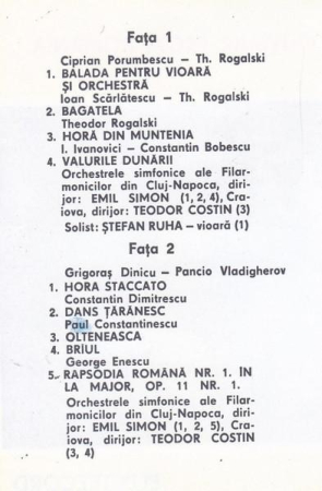 Orchestra Simfonică A Filarmonicii Din Cluj-Napoca - Souvenir From Romania (Caseta Audio) [1]