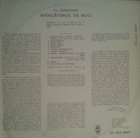 P. I. Tchaikovsky*, Iasi State Philarmonic Orchestra «Moldova»* , Conductor Ion Baciu – The Nut Cracker - Excerpts (Spărgătorul De Nuci - Selecțiuni) (VINIL) [1]