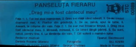 Panseluța Fieraru - Drag Mi-a Fost Cântecul Meu, (Casetă Audio) [1]