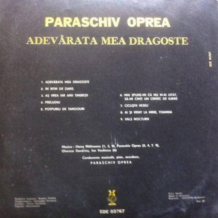 Paraschiv Oprea - Adevărata Mea Dragoste, (Disc Vinil) [1]