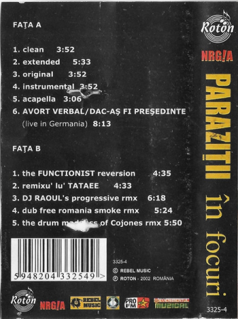 Paraziții - În Focuri , (Casetă Audio) [1]