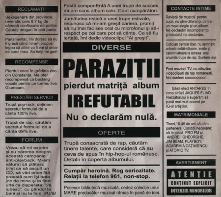 Hip-Hop - Paraziții - Irefutabil, (CD)