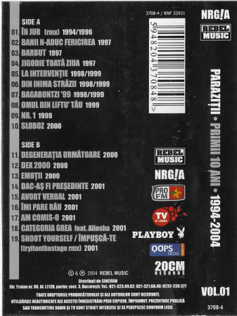 Paraziții - Primii 10 Ani Vol. 1 , (Casetă Audio) [1]