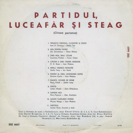 Partidul, Luceafăr Și Steag (Cîntece Patriotice), (Disc Vinil) [1]