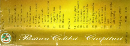 Pasărea Colibri - Ciripituri , (Casetă Audio) [1]